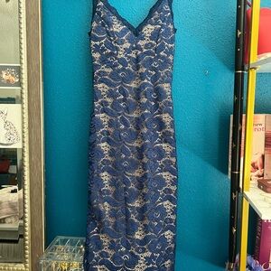 Fashion Nova Blue Sheath Midi Dress Spaghetti Strap